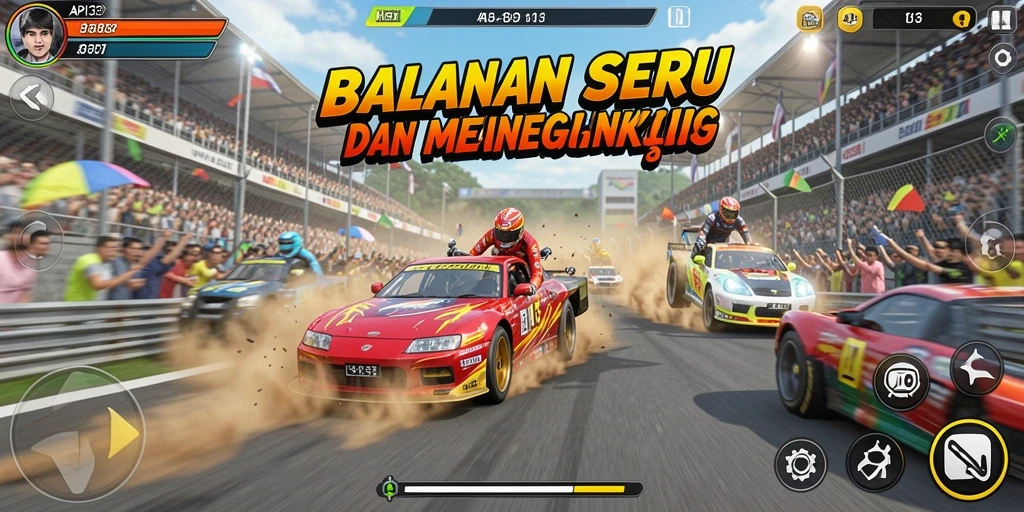 Screenshot gameplay API33 menampilkan aksi balapan yang mendebarkan.