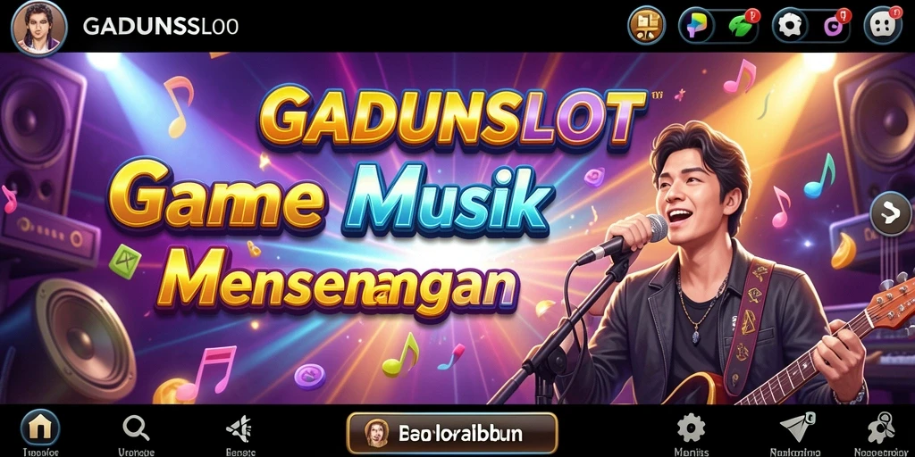 Tampilan gameplay GADUNSLOT yang menampilkan pemain beraksi dengan musik.