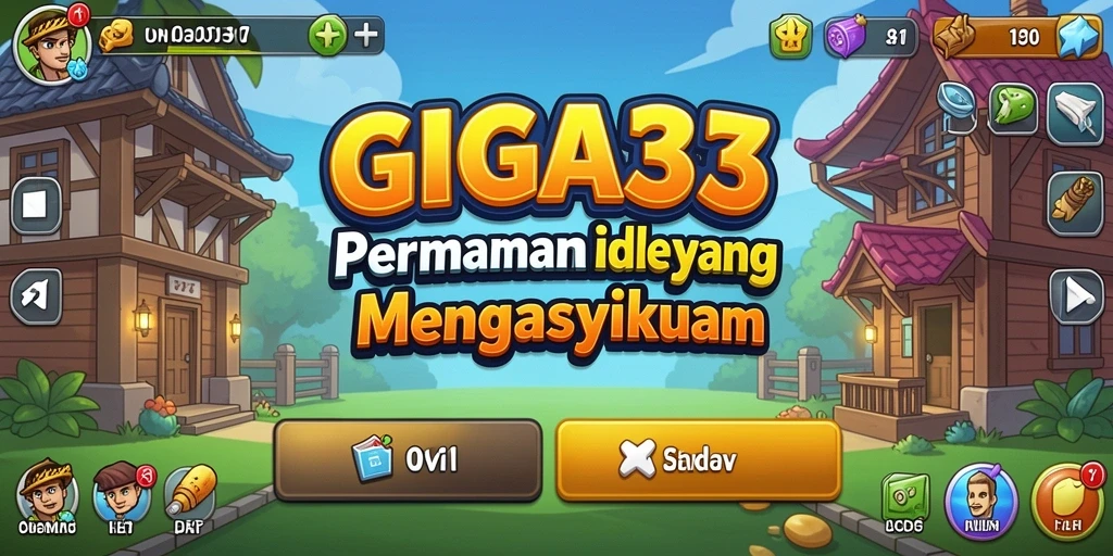 Screenshot gameplay GIGA33 menampilkan karakter dan sumber daya berkembang.