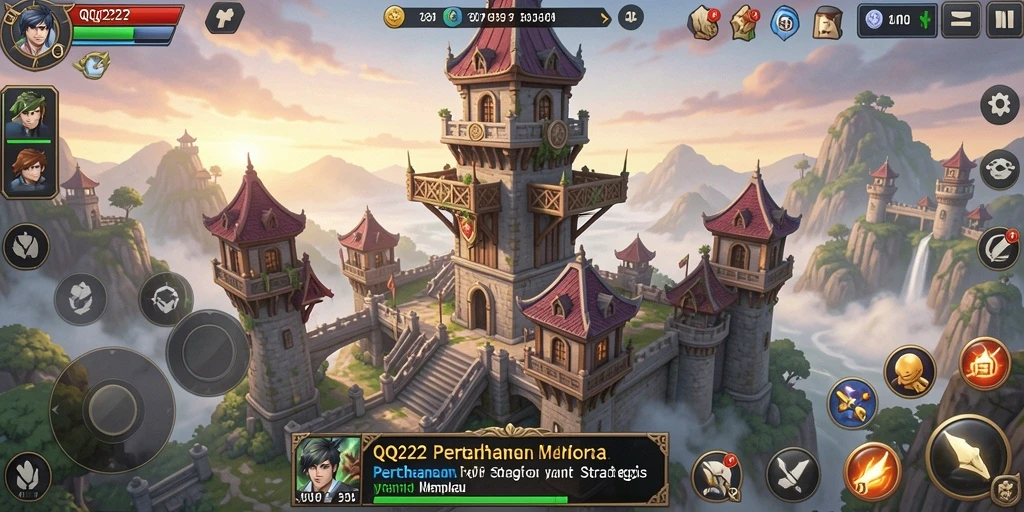 Tangkapan layar permainan menunjukkan strategi menara yang mendebarkan.
