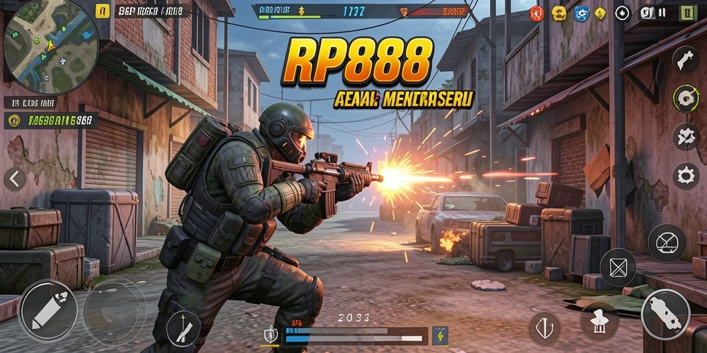 Tampilan aksi seru dalam game TPS RP888.