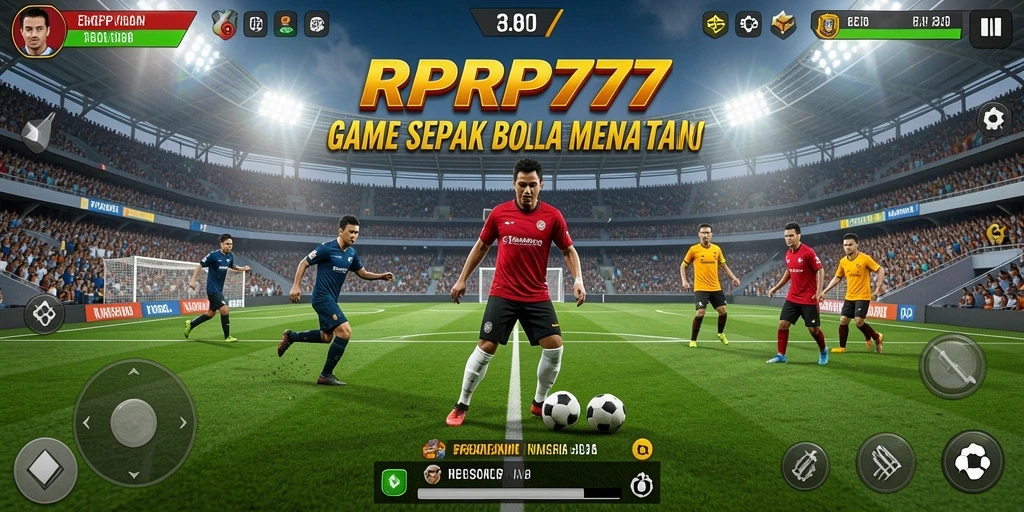 Tampilan gameplay RPRP777 dengan aksi sepak bola yang intens.