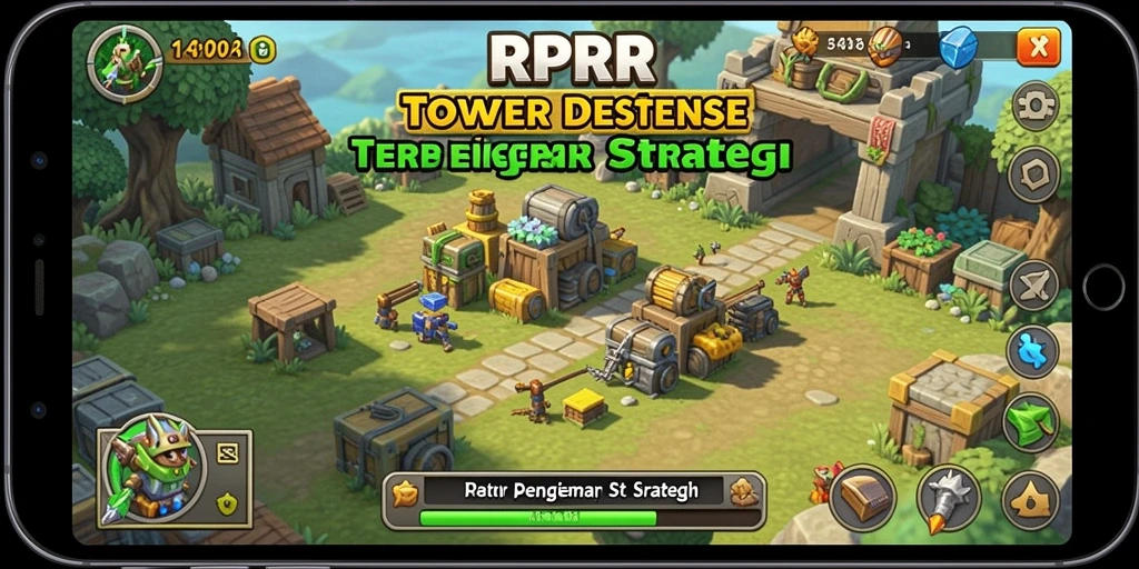 Tampilan gameplay RPRR dengan strategi menara yang mendebarkan.