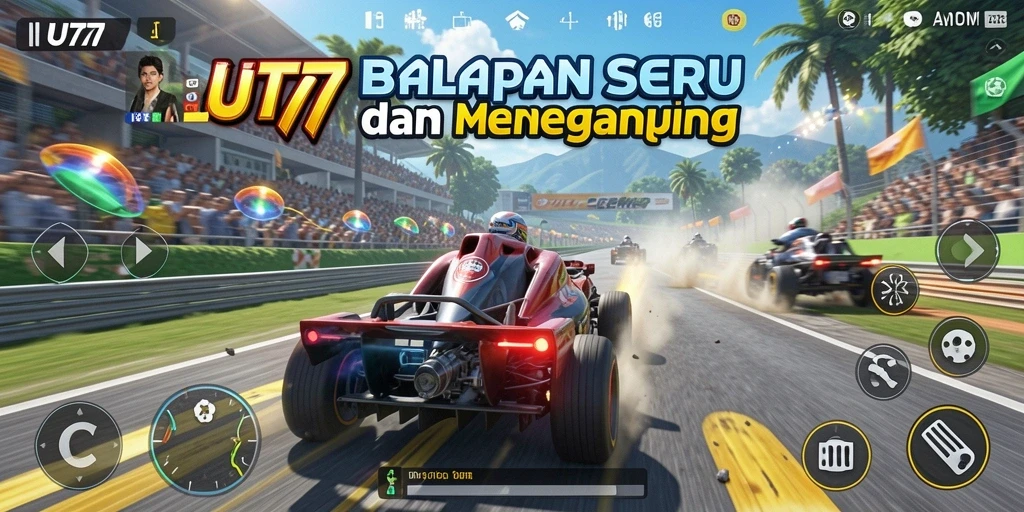 Tampilan gameplay seru dalam balapan cepat di UT77.