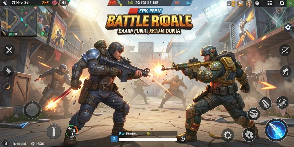 Tampilan gameplay ZK6 yang mendebarkan dalam pertempuran Battle Royale.